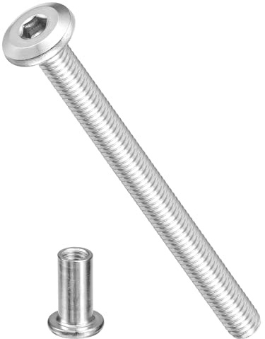 METALLIXITY Perno Conector (M6-1x70mm) 20 Piezas, Pernos Conectores De Acero Inoxidable M6 Tornillos Tuercas Barril Tornillos De Sujeción, Para Silla Armario Cama, Plateado | De Acero Inoxidable M6 Tornillos Tuercas Barril Tornillos De Sujeción, Para Silla Armario Cama