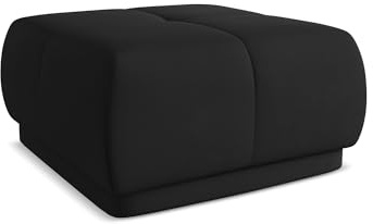 Hoku Pouf Hocker in Schwarz - Polsterhocker aus Chenille, ideal als Sitzpouf oder Fußhocker für Wohnzimmer, Japandi & Skandi Design, Oeko-Tex Zertifiziert 60x60x35 cm, bis 150 kg belastbar