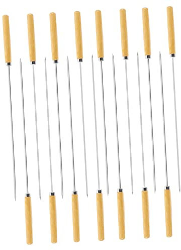 HEMOTON Bâtonnets De Barbecue Acier Inoxydable Brochettes Plates Longues Pour Griller Viande Brochettes De Barbecue Sans Manche