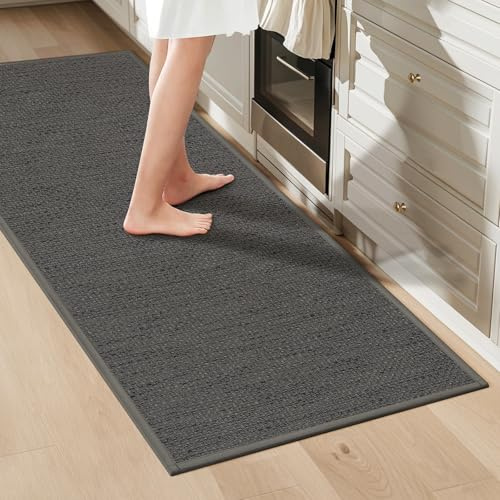 LEKEEPGO Küchenteppich 60x150cm, Küchenläufer, Teppich Läufer Küche, Grau | Rutschfest, Schmutzabweisend, Absorbierend, Auslaufsicher, Waschbar, Leicht zu Reinigen, Niedriger Stapel, für Küchen, Flur