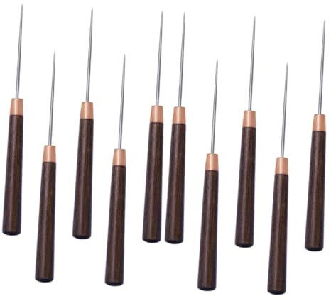 FIXOSHEE 10 Punzones Mango de Madera para Coser y Reparar Zapatos, Diseño Ligero de Acero Inoxidable, Herramientas de Costura Resistentes para Bricolaje