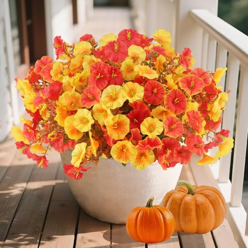 LEIMEND 10 Pezzi Fiori Artificiali Autunnali Bouquet Decorazioni Autunnali | Fiori Finti Autunnali da Interno Esterno Convolvolo per Balconi Giardini Davanzali FioriereMatrimoni Feste e Decorazioni
