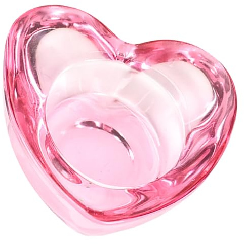 PLAFOPE Pot à Ongles en Verre Forme Cœur Petite Taille sans Couvercle Couleur Rose pour Nail Art Accessoires Ongles Acrylique Salon Manucure