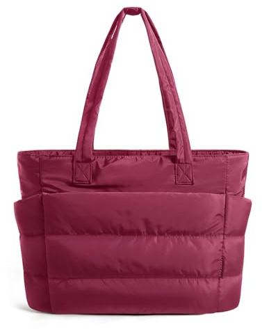 bagsmart Handtasche Damen Arbeitstasche Puffer Shopper Tasche Tote Bag 20L | Leicht Handtaschen mit Laptopfach Mehreren Fächern, Laptoptasche Lehrertasche Schultasche für Uni Arbeit Reise Shop Schule
