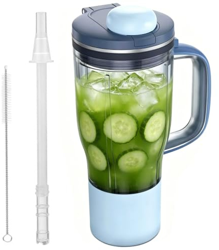 710ml Mug de Voyage avec Couvercle à bec Verseur et paille Amovible pour Ninja Blendboss Extracteur de jus personnel DB351 & DB301 Serie, Blender Gourde Tumbler Compatibles avec Ninja Blend Boss