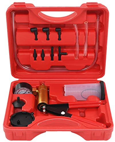 Kit pompa per spurgo dei freni e pompa a vuoto in metallo e plastica con contenitore da 120 ml, campo di misurazione 0-76 cm Hg, inclusi tubi, adattatori, connettori in valigetta per officina, auto