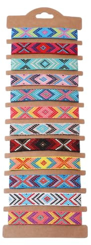 KADFEL 12 Stück Freundschaftsarmbände Surfer Armband Handgemacht aus Geflochtenem Stoff Bunt Stoffarmband Handmade Boho Brasilien kettchen für Damen und Mädchen (Stil B)