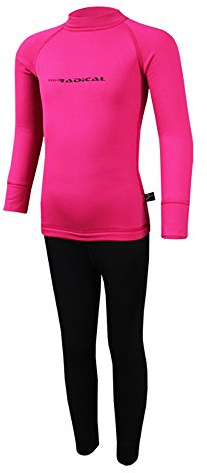 ROUGH RADICAL Kinder Thermounterwäsche Sport Skiunterwäsche Set Shirt Hose Funktionsunterwäsche Double (128/134, pink/schwarz)