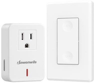 DEWENWILS Remote Control Outlet Wireless Wall Mounted Light Switch, Electrical Plug in On Off Power Switch for Lamp, Fan, Household Appliance, No Wiring, 100 Feet RF Range, ETL Listed, Programmable