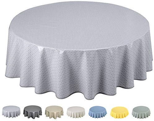 Home Direct Wachstuch Tischdecke Abwaschbar Rund 140cm Hellgrau
