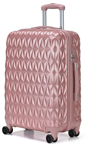 CMY Suitcase Medium Size Lightweight Hardshell Luggage 4 Dual Spinner Wheels Trolley Suitcase 24 Hold Check in Luggage 3 Digit Combination Lock Business Trip (Rose Gold, 24 inches)