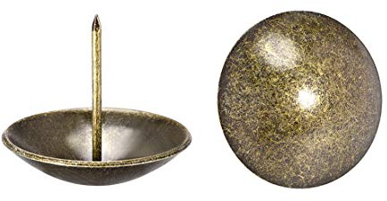 sourcing map Tapicería Clavos Tachuelas 40mm Diámetro 37mm Altura Antiguo Redondo Pulgar Empuje Pasadores Bronce Tono para Muebles Sofá Cabeceros, 20 Piezas