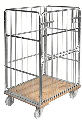 Gitterrollwagen 500 kg, Holzbasis, 4 Seiten, LxBxH 845 x 630 x 1.390 mm, verzinkt