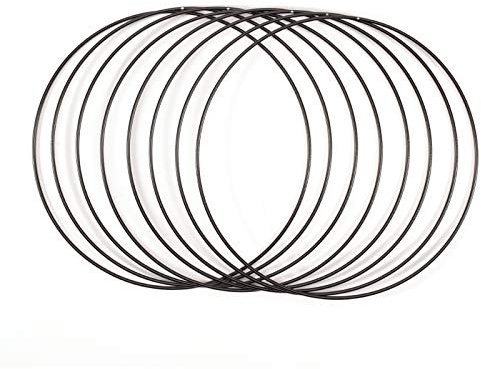 Vaessen Creative Metallringe Ø 25 cm x 3 mm Kreis zum Basteln - 8 Stück Drahtkreis Black und Deko Kranz aus Metall für TrockenblumenKranz, Makramee, Traumfänger, Mobile Basteln und Wanddeko