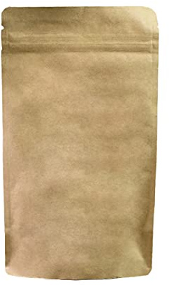 1.000 Stück Standbodenbeutel braun aus Kraftpapier mit Druckverschluss | 85 x 50 x 140 mm Inhalt: 100 ml | Doypack lebensmittelecht und aluminiumfrei | HUTNER