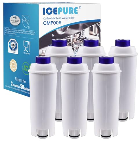 ICEPURE Vattenfilter för Kaffemaskin Kompatibel med DLSC002, SER3017 & 5513292811 ECAM, ESAM, ETAM, BCO, EC-serien, 6 stycken.