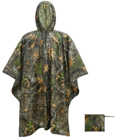LOOGU Camo Rain Poncho with Hood Waterproof Lightweight Raincoat Rain Gear Men Women Outdoor Camping Hunting Hiking Fishing