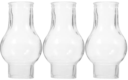 Veemoon Öllampen-Glasabdeckung 3 Stück Kerosinlampenkamin Aus Glas Transparentes Ersatzglas Für Petroleumlampe Winddichtes Lampenglas Für Öllampe Kerzenlicht Und Outdoor-Camping