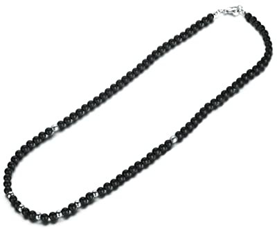 Dsnyu Männer Halskette, 60CM Kugelkette, Schwarz Edelstahlketten für Verlobung