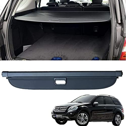 AMPACO Kofferraum Abdeckung Laderaumabdeckung für Mercedes Benz ML W164 ML320 300 350 400 500 2006-2020, Schwarz Ausziehbar Kofferraumabdeckung, Auto Kofferraum Einziehbare Cargo Cover Ablagen