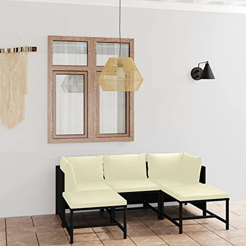 Yolola gartenmöbel Lounge Set Rattan Gartenmöbel Ecklounge Sofa Rattan Outdoor Gartenlounge Terrasse Gartensofa Eckbank Tisch Gartengarnitur Terrasse Sitzecke Eckgarnitur -Schwarz-5-tlg