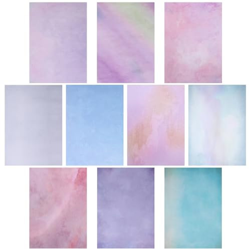 100 Blatt DIN A4 Aquarell-Briefpapier mit 10 Motiven, beidseitig bedruckt, Druckerpapier