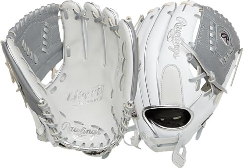 Rawlings Damen Freiheit FORTGESCHRITTEN Fastpitch Softball-Handschuh, 30,5 cm – geschnürtes einteiliges Netz – Weiß/Weiß Speedshell, 12