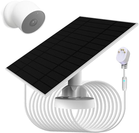 1 Stück,verbessertes 6W/5V Solarpanel mit Ladewarnung,Atemlicht, kompatibel mit Google Nest-Kamera im Innen- und Außenbereich und 2,Generation (Akku-Version), einfache Installation,IP66 wasserdicht