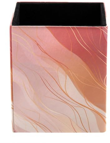 Make-up-Pinselhalter, Stifthalter für den Schreibtisch, abstrakter Marmordruck, Roségold, Schreibtisch-Organizer