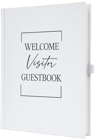 Paper 'n Such Guest Book for Rental House - Vacation Home Welcome Log - Short Term Rentals, Airbnb Essentials for Hosts, Hardcover Welcome Log - 7.5x9 Off White Neutral Color