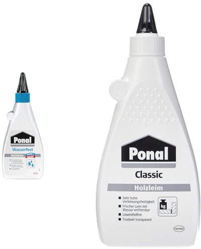 Ponal Holzleim Wasserfest, Montagekleber mit hoher Verleimungsfestigkeit für Feuchträume & Classic, gebrauchsfertiger Holzleim mit hoher Verleimungsfestigkeit