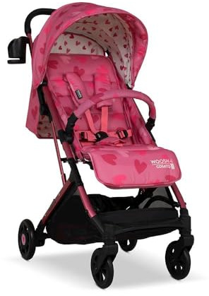 COSATTO Woosh 4 Pushchair – Lightweight Stroller Birth to 25kg - One Hand Easy Fold, Compact, Telescopic Handle, Extra Large Shopping Basket, Cup Holder, Bumper Bar & Raincover (Light-Hearted)