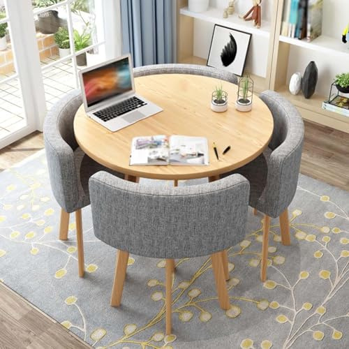 Generico Tavolo da Pranzo Rotondo Quadrato con Set di 4 Sedie Tavolo da Conferenza Mobili Rotondi per Tavolo da Ufficio Semplice Adatto per Cucina Soggiorno Sala da Pranzo,038,80cm/31.5in