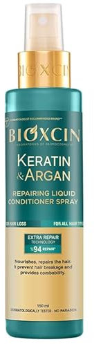 Bioxcin Après-shampoing sans rinçage à la kératine et à l'argan - 150 ml - Pour une réparation et une brillance en profondeur - Anti-frisottis et anti-fourches - Tous les types de cheveux