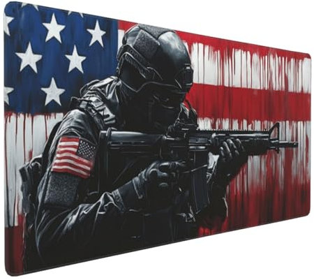 Gaming Mauspad XXL Mann Mousepad 1000x500x4mm Flagge Verlängertes Mauspad Schreibtischauflage,Genähte Kanten Mauspad,Verbessert Präzision und Geschwindigkeit Wasserdicht Geeignet für Büro und Spiele