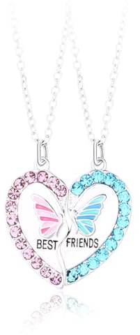 CULEO Women's Necklaces,bff necklaces,friendship necklace,friendship necklace for 2,Butterfly Love Necklace Stitching Magnet Stone Necklace Alloy Drip Oil Drilling Good Friend Necklace