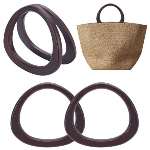 PH PandaHall 4 pz Manico per Borsa in Legno a Forma di D, Manici per Borse di Ricambio, Manici Decorativi a D per Borse all'Uncinetto, Macramè, Paglia, Spiaggia,Tela, Borsette, Marrone Cocco