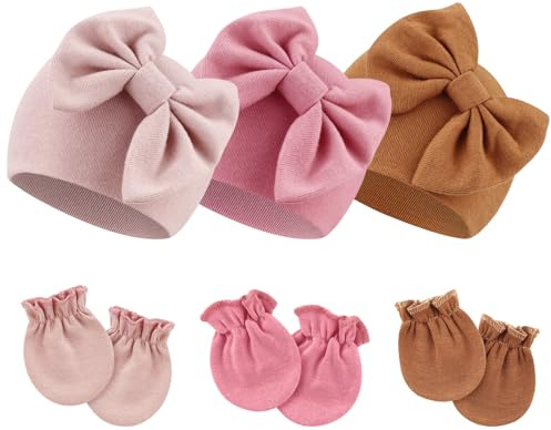 DRESHOW Sombreros y Gorras y Guantes para Bebé Recién Nacido Bebé Beanie Sombrero para Bebés Niñas Niños Gorros 0-6 Meses