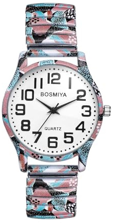 OIDEA Damen Armbanduhr Elastisch Bohemian: Böhmisch Uhren Analog Quarz mit Großen Arabischen Zifferblatt Leicht zu lesen Damenuhr Hippie Stil Geschenk für Herren Damen
