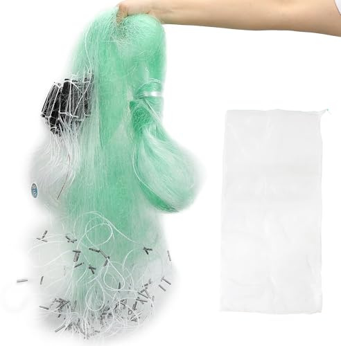 Stonenect Fishing Net 3 Layer Catch Fishing Gill Net Throw Sinking Net Nylon Fishing Casting Nets 30 Meter Length, 2 Meter Height with floats and sinks Bait Trap Foldable