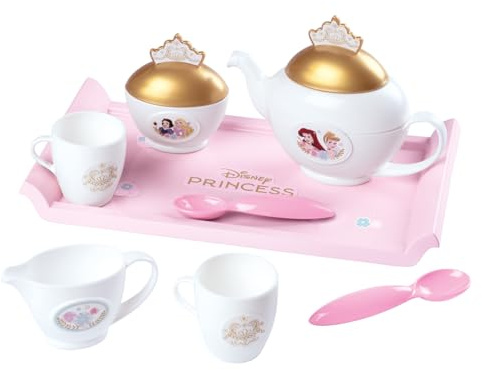 Smoby - Disney Prinzessinnen – Geschirrset – Snackpause – verschiedenes Zubehör – Tablett, Teekanne, Zuckerdose, Milchkännchen, Tassen und Löffel – ab 3 Jahren