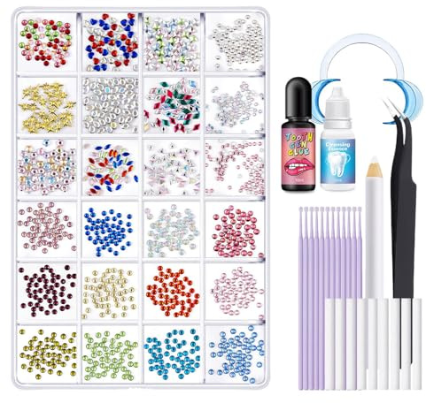 Strass Dentaire | Kit Complet Pour Strass Dentaire,Solution Cosmétique Réparatrice et Accessoire Tendance