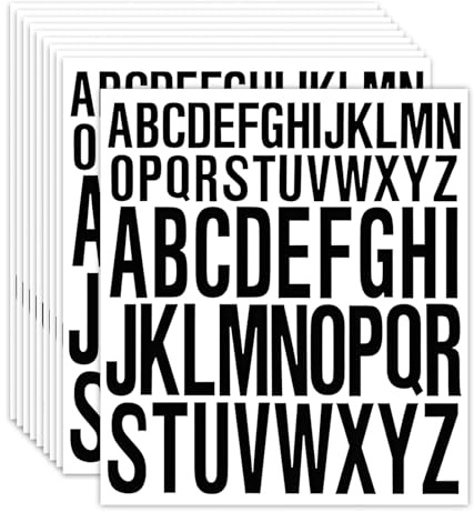 Buchstaben Aufkleber Sticker, 10 Blatt Klebebuchstaben Schwarz Sticker Aufkleber Buchstaben zum Aufkleben1 Zoll 2 Zoll für DIY