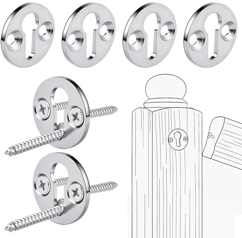Shimeyao 4 Sets Newel Post Fastener, Newel Post Mounting Kit, Column Handrail to Pole Fastener, 1 1/4 Inch Diameter x 1/8 Inch Thickness Hardened Steel Plate with 1 Round Steel Plate 3 Long Screws | For Staircase Handrail Posts, 1.25 Inch Diameter Plates, 3 Long Screws per Set, Heavy Duty Construction, Pole Fastener