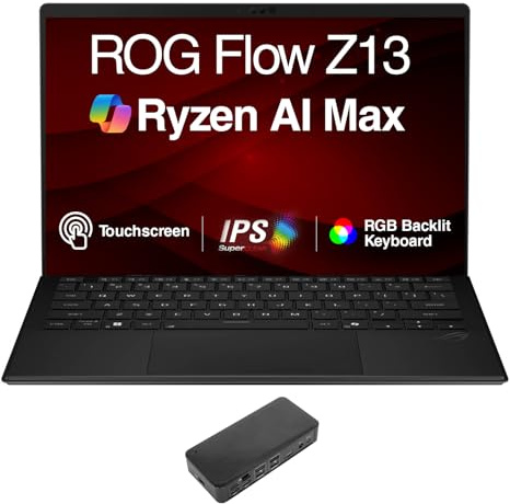ASUS ROG Flow Z13 AI Gaming 2-in-1 Laptop 13.4 Touchscreen IPS WQXGA Display (AMD Ryzen AI Max+ 395, 64GB LPDDR5X, 2TB M.2 PCIe SSD, RGB KB, WiFi 7, Webcam, Bluetooth 5.4, Win 11 Home) w/USB-C Dock