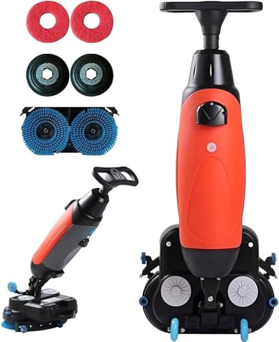 Drmoxin Industrial Electric Floor Scrubber, 3-in-1 Washer and Dryer, Dual Tank System, Cordless Floor Cleaner for Tile, Concrete, Wood, Ideal for Office, Hotel, Warehouse Red