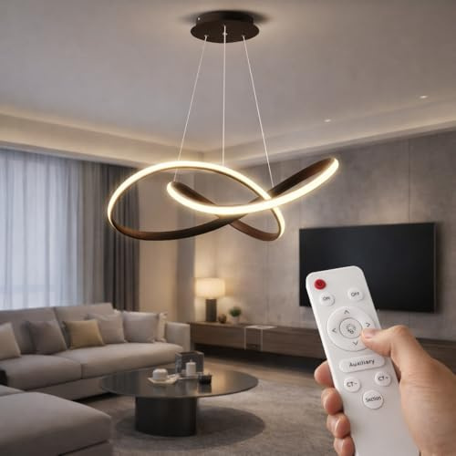 StandHeiz LED Pendelleuchte Schwarz 72W 5760lm – Dimmbar mit Fernbedienung – Moderne Hängeleuchte mit einstellbarer Lichtfarbe 3000K–6500K – Hängelampe für Esstisch Wohnzimmer Büro