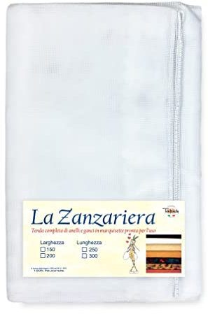 Tex family Tenda Rete ZANZARIERA Marquisette da Esterno piombata in 8 Misure Diverse Unito Bianco - Cm. 200 x 300