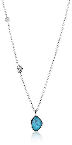 ANIA HAIE Damen Halskette MINERAL GLOW Turquoise aus Sterling Silber, besetzt mit einem Türkis Anhänger, Länge 46cm + 5cm Verlängerung, inkl. Geschenkverpackung