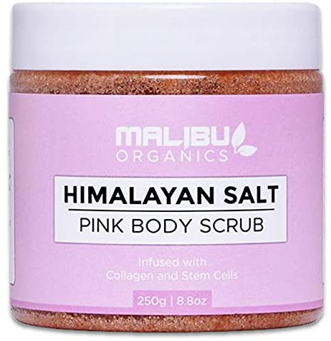 Malibu Organics Himalaya-Peeling – natürliches Körperpeeling mit Kollagen und Stammzellen – Organisches Körperpeeling zum Peeling und Befeuchten der Haut – tiefenreinigendes Himalaya-Salzpeelin